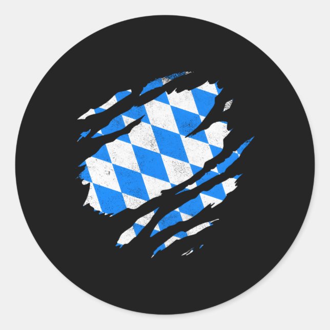 Bavarian Flag Munich Gery Europe Ger Bayern Bavari Classic Round Sticker (Front)