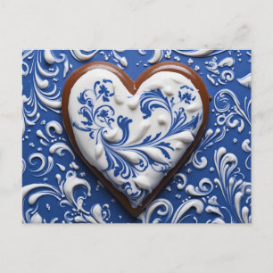 Bavarian Gingerbread hearts with ornaments Postcard