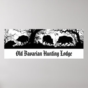 Bavarian Hunting Lodge - Wild Boar, Wildschwein Poster