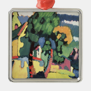 Bavarian Landscape with Church Metal Ornament