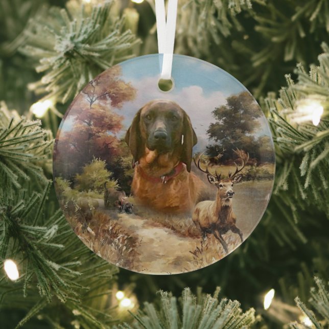 Bavarian Mountain Hound,  Art      Glass Tree Decoration (Insitu)
