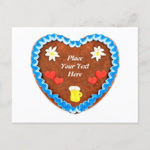Bavarian Oktoberfest Gingerbread heart cake with c Postcard