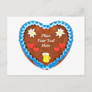 Bavarian Oktoberfest Gingerbread heart cake with c Postcard