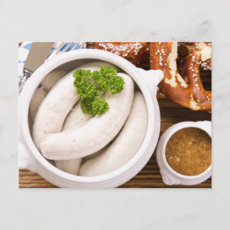 Bavarian weisswurst breakfast postcard