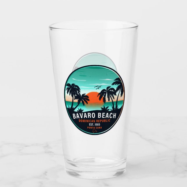 Bavaro Beach Dominican Retro Sunset Souvenir 60s Glass (Front)