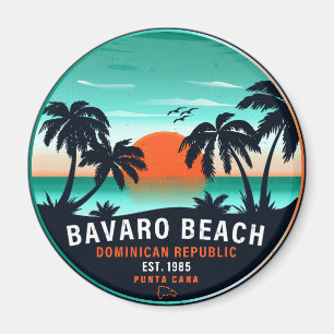 Bavaro Beach Dominican Retro Sunset Souvenir 60s Magnet