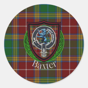 Baxter Scottish Clan Tartan & Crest Classic Round Sticker