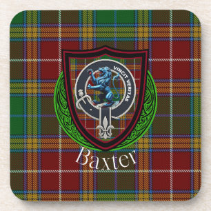 Baxter Scottish Clan Tartan & Crest Coaster