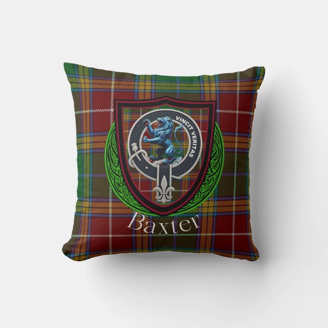 Baxter Scottish Clan Tartan Crest Cushion (Front)