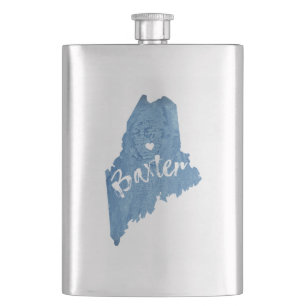 Baxter State Park Maine Wood Grain Hip Flask