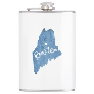 Baxter State Park Maine Wood Grain Hip Flask
