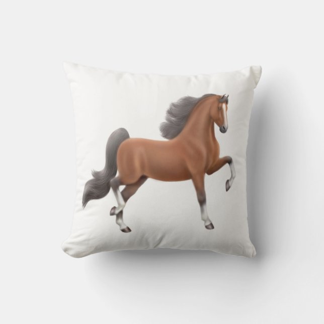 Bay American Saddlebred Horse Pillow (Front)
