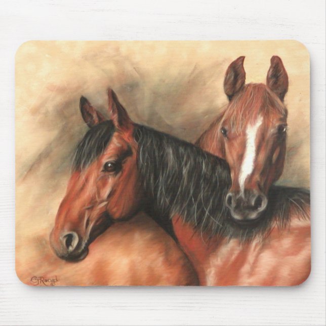 Bay and chestnut horses mouse pad (Front)