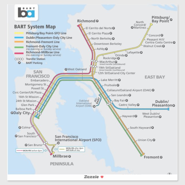 Bay Area Bart Train Map (Sheet)