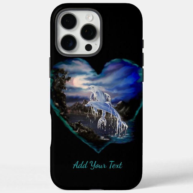 Bay at Night , Dolphin Love , Add Your Text Case-Mate iPhone Case (Back)