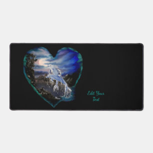 Bay at Night , Dolphin Love , Add Your Text Desk Mat