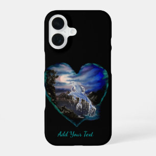 Bay at Night , Dolphin Love , Add Your Text iPhone 16 Case