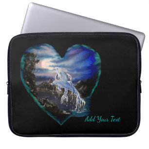 Bay at Night , Dolphin Love , Add Your Text Laptop Sleeve