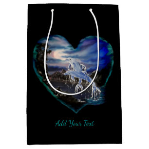 Bay at Night , Dolphin Love , Add Your Text Medium Gift Bag