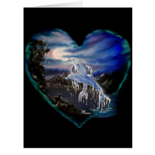 Bay at Night , Dolphin Love Card