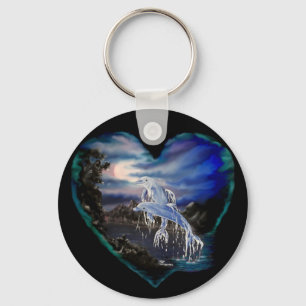 Bay at Night , Dolphin Love Key Ring