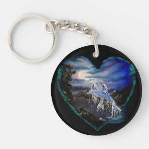 Bay at Night , Dolphin Love Key Ring