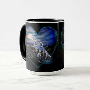 Bay at Night , Dolphin Love Mug
