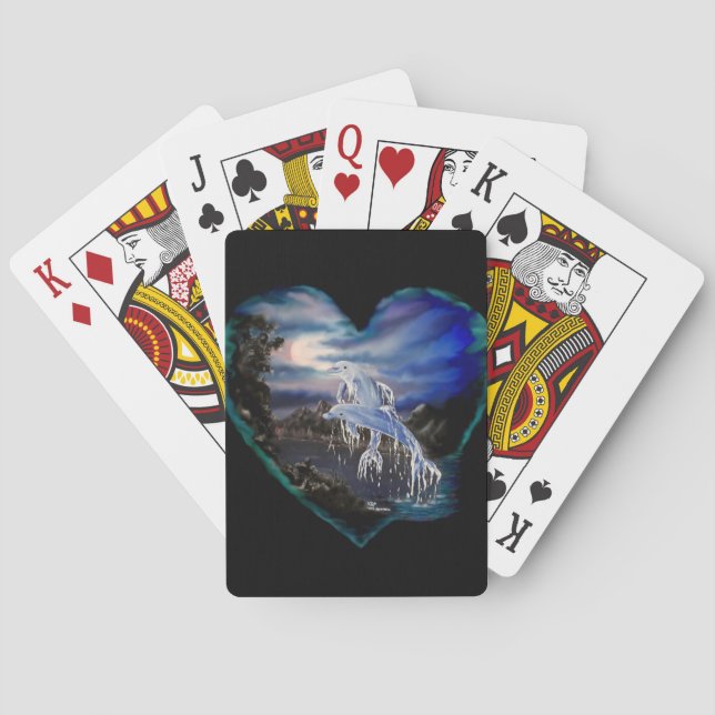 Bay at Night , Dolphin Love Playing Cards (Back)