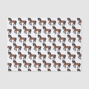 Bay Brown Cute Cartoon Trotting Horse Pattern Tissue Paper