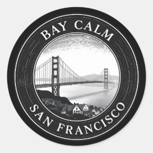 Bay Calm – Minimalist San Francisco Skyline Classic Round Sticker