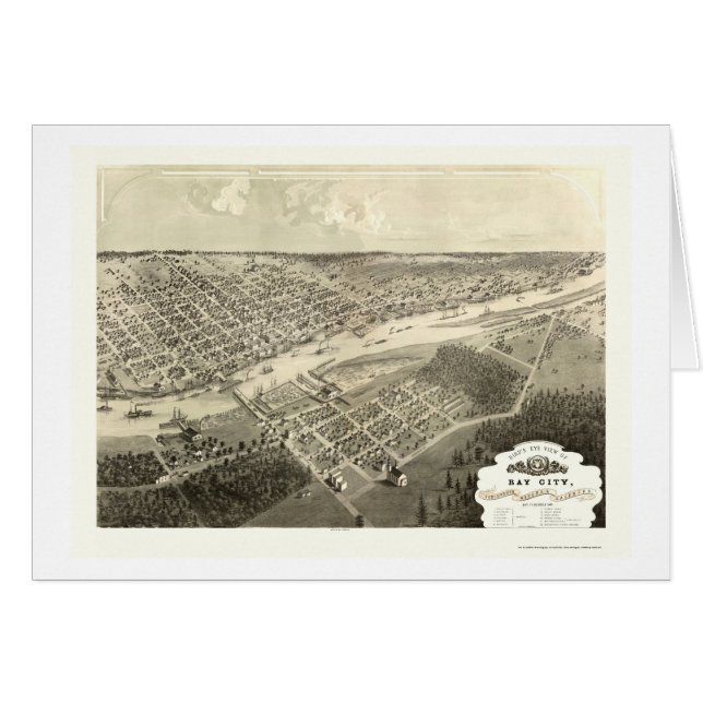 Bay City, MI Panoramic Map - 1867 (Front Horizontal)