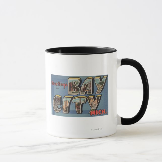 Bay City, Michigan - Large Letter Scenes Mug (Right)