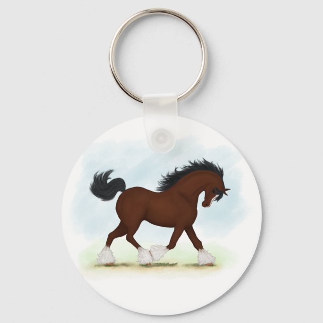 Bay Clydesdale Horse Key Ring (Front)
