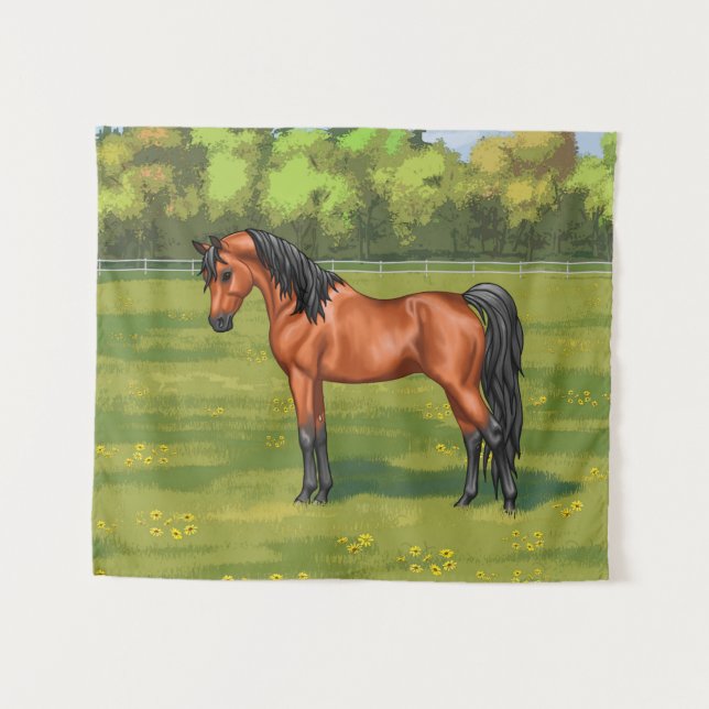 Bay Egyptian Arabian Horse Tapestry (Front (Horizontal))