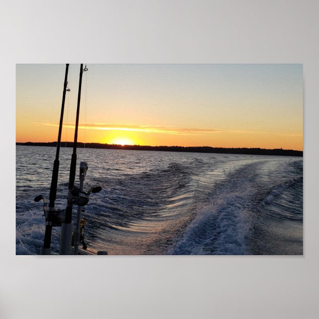 Bay fishing water sunrise poster (Front)