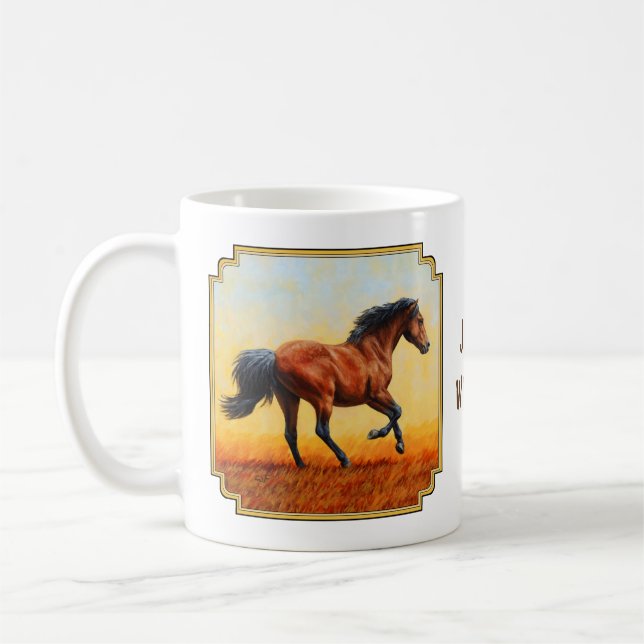 Bay Horse Galloping Coffee Mug (Left)