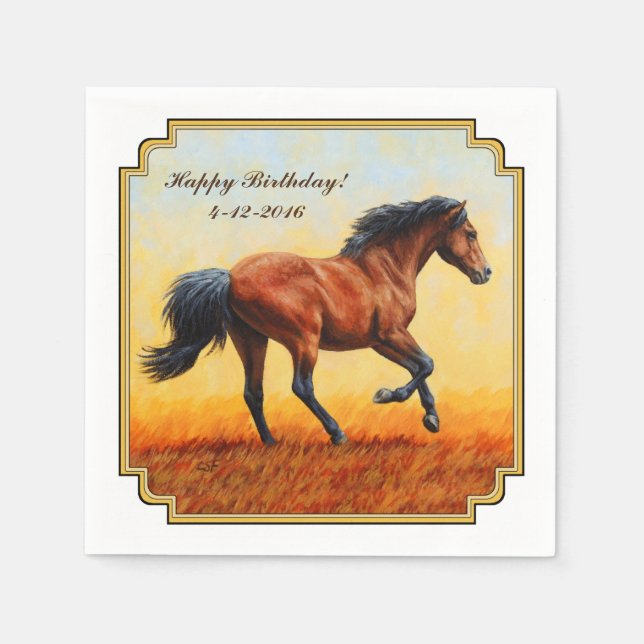Bay Horse Galloping Napkin (Front)