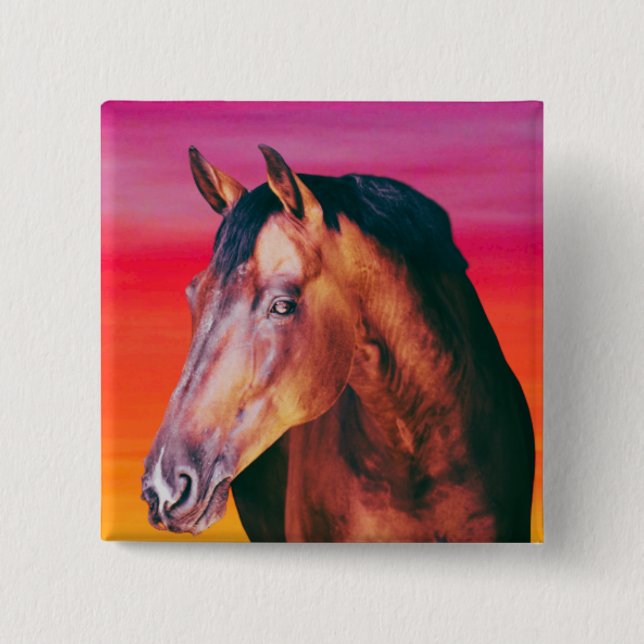 Bay Horse Gradient   15 Cm Square Badge (Front)