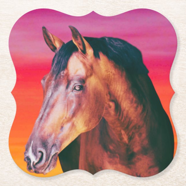Bay Horse Gradient   Paper Coaster (Front)