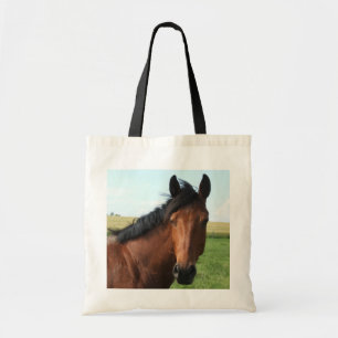 Bay Horse in Pasture Tote Bag