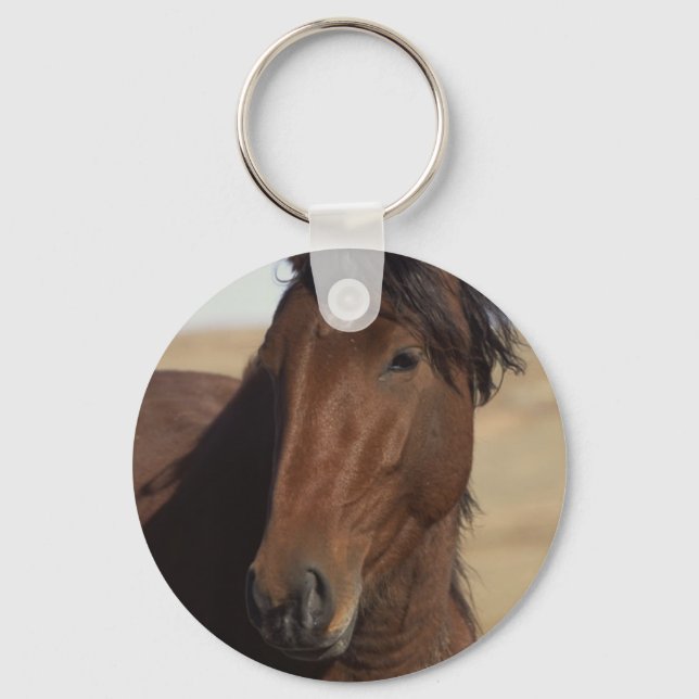 Bay Horse in Wind Key Ring (Front)