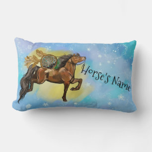Bay Horse Winter Snowflakes Dreamcatcher Lumbar Cushion