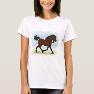 Bay Horse With Blaze Horse Anatomy Chart T-Shirt