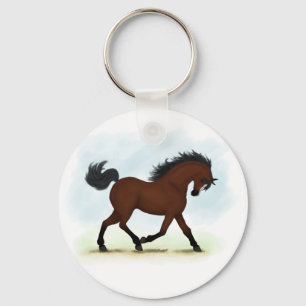 Bay Horse With Blaze Key Ring