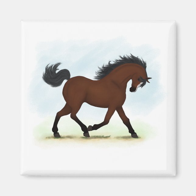 Bay Horse With Blaze Magnet (Front)