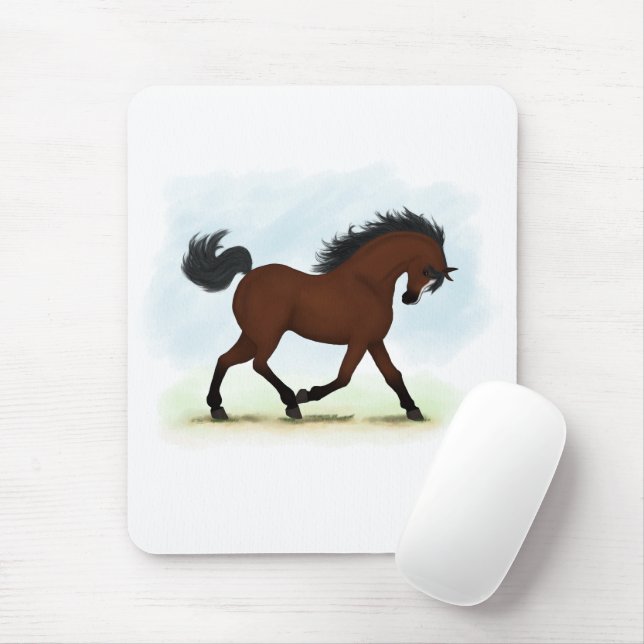 Bay Horse With Blaze Mouse Pad (With Mouse)
