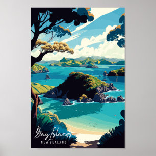 Bay Islands vintage travel illustration Poster