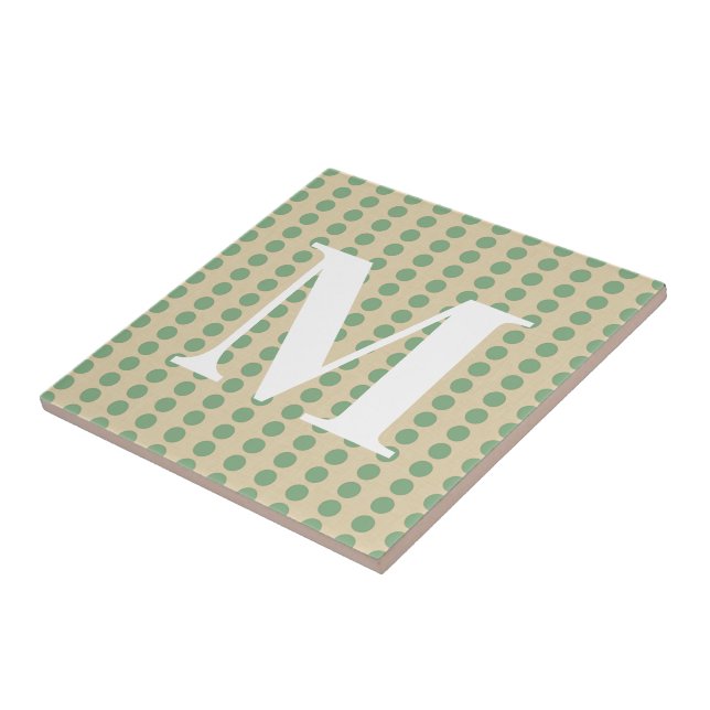Bay Leaf Spice Moods Dots with monogram Ceramic Tile (Side)