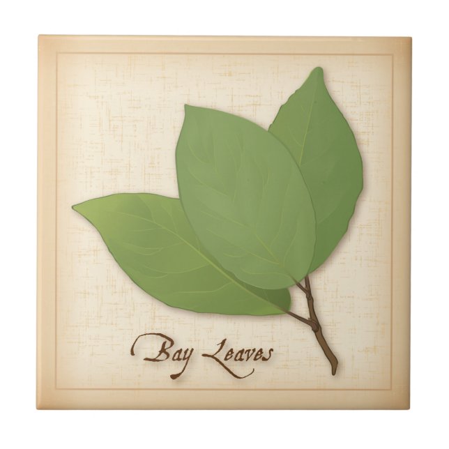 Bay Leaves Ceramic Tile (Front)