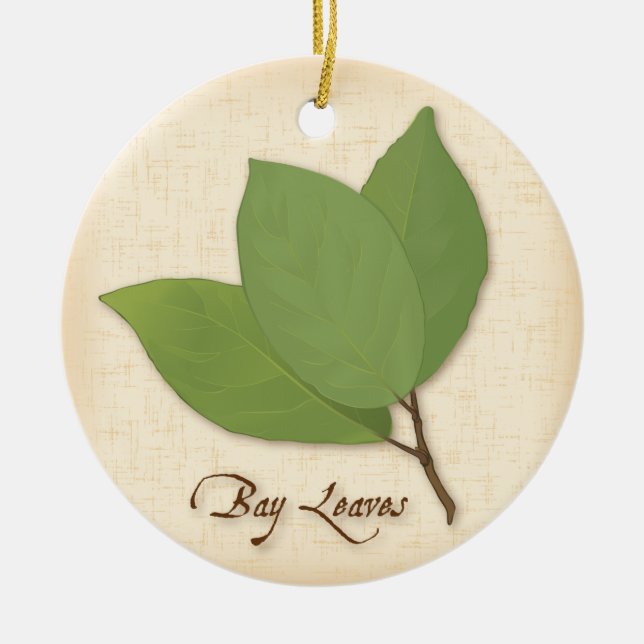 Bay Leaves Ceramic Tree Decoration (Front)